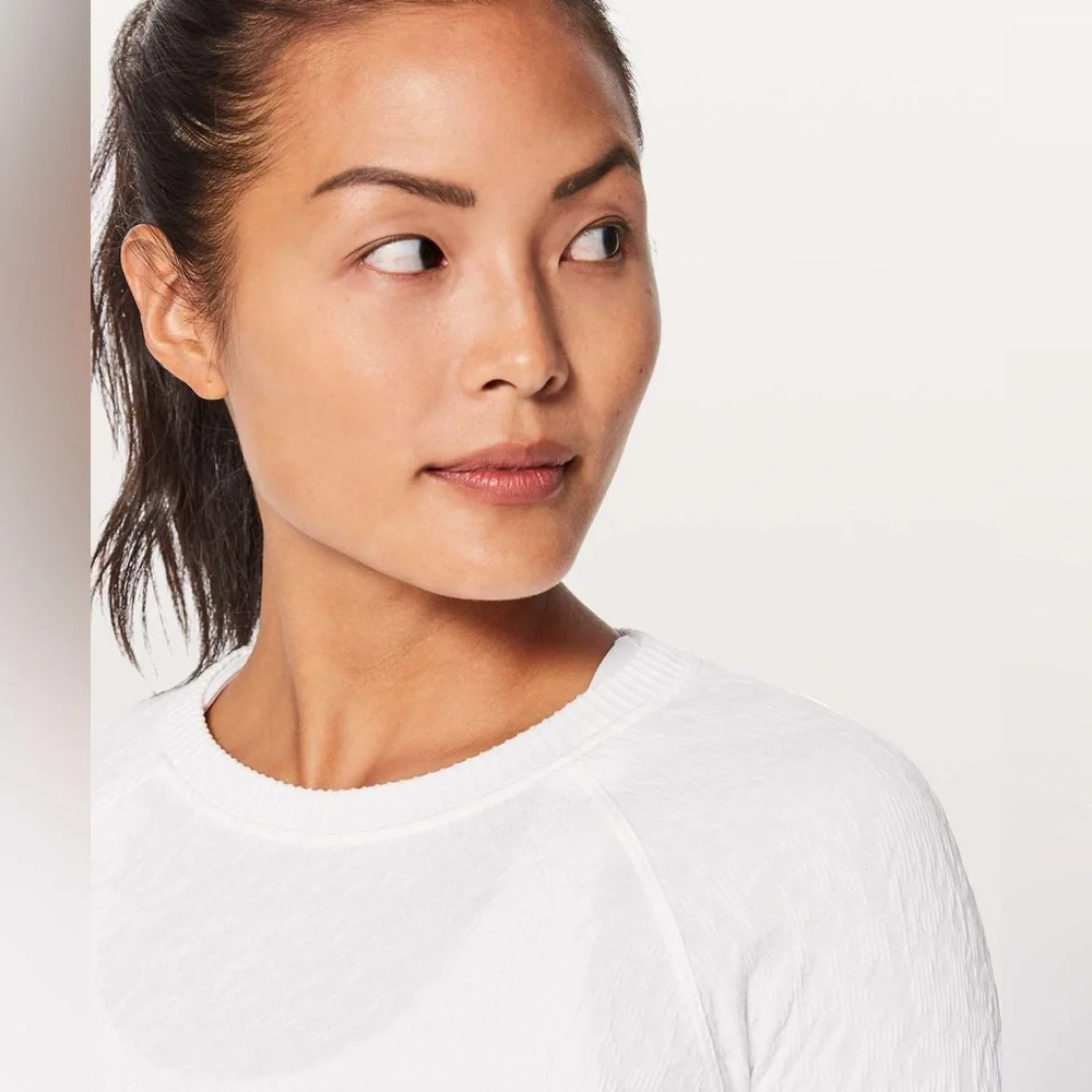 Lululemon Rest Less Pullover White Thumbhole Long Sleeve Top